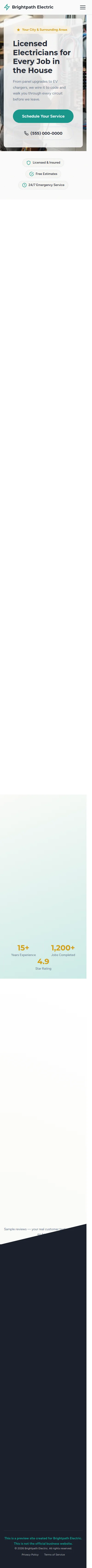 Mobile website scrolling through a electrical companies site